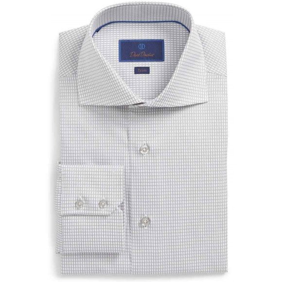 David Donahue Men's Trim Fit Check Dress Shirt - Picture 1 of 7